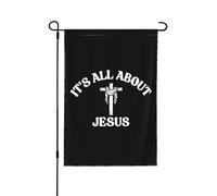 Drapeau de jardin double face 28 x 40 cm, « Tout est question de Jésus », Dieu chrétien, Ch rlie Ki k, décoration pour la maison, l'extérieur, le jardin, bannière