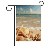 Drapeau de jardin double face 30,5 x 45,7 cm : coquillages, étoiles de mer sur la plage, les drapeaux de jardin sont durables, beaux et polyvalents décorations d'extérieur