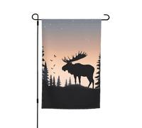 Drapeau de jardin double face 30,5 x 45,7 cm - Drapeau de ferme - Élan - Pin - Bannière saisonnière d'extérieur pour printemps, été, pelouse, porche, décoration d'intérieur - Petit drapeau de jardin
