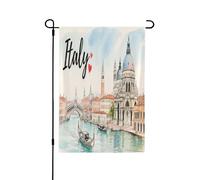 Drapeau de jardin double face - 30,5 x 45,7 cm - Drapeaux de bienvenue pour extérieur, Pâques et été - Décorations de jardin pour toutes les saisons (Italie)