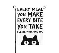 Drapeau de jardin double face 30,5 x 45,7 cm, drapeaux de bienvenue pour extérieur, Pâques, été, décorations de jardin pour toutes les saisons (chat qui vous regarde)