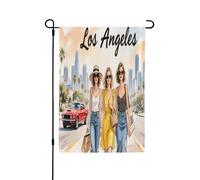 Drapeau de jardin double face 30,5 x 45,7 cm, drapeaux de bienvenue pour extérieur, Pâques, été, décorations de jardin pour toutes les saisons (Los Angeles)