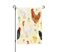 Drapeau de jardin double face 30,5 x 45,7 cm, drapeaux de bienvenue pour extérieur, Pâques, été, décorations de jardin pour toutes les saisons (coq de ferme)