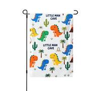 Drapeau de jardin double face 30,5 x 45,7 cm, drapeaux de bienvenue pour extérieur, Pâques, été, décorations de jardin pour toutes les saisons (petits dinosaures)