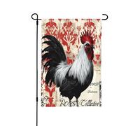 Drapeau de jardin double face 30,5 x 45,7 cm, drapeaux de bienvenue pour extérieur, Pâques été, décorations de jardin pour toutes les saisons (tampon coq rétro)