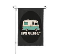 Drapeau de jardin double face 30,5 x 45,7 cm, drapeaux de bienvenue pour extérieur, Pâques, été, décorations de jardin pour toutes les saisons (camping-car haine tirant)