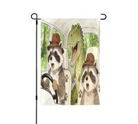 Drapeau de jardin double face 30,5 x 45,7 cm, drapeaux de bienvenue pour extérieur, Pâques, été, décorations de jardin pour toutes les saisons (pandas rouges dinosaures)