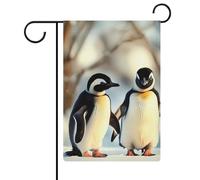 Drapeau de jardin double face 30,5 x 45,7 cm : les jeunes pingouins avec des drapeaux de jardin enneigés sont durables, beaux et polyvalents décorations d'extérieur