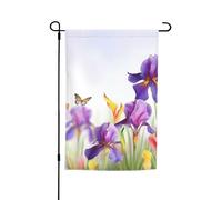 Drapeau de jardin double face 30,5 x 45,7 cm, motif iris, papillon, décoration murale, grande bannière, pour l'extérieur