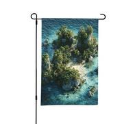 Drapeau de jardin double face 30,5 x 45,7 cm | Superbe bannière décorative en forme d'île dans la mer pour anniversaire, mariage, commémoration d'animaux de compagnie et