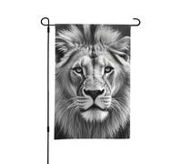 Drapeau de jardin double face 30 x 45 cm - Petits drapeaux de cour pour décorations extérieures - Lion africain saisonnier noir et blanc - Bannière décorative d'extérieur pour cour, pelouse, terrasse