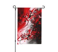 Drapeau de jardin double face 30 x 45 cm - Petits drapeaux de cour pour décorations extérieures saisonnières - Rouge, noir, blanc - Drapeau de jardin abstrait - Bannière décorative d'extérieur
