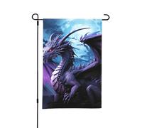 Drapeau de jardin double face 30 x 45 cm - Petits drapeaux de cour pour décorations extérieures saisonnières - Dragon violet et lune - Drapeaux de jardin décoratifs d'extérieur - Drapeau de bienvenue