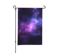 Drapeau de jardin double face 30 x 45 cm pour décorations extérieures saisonnières magiques galaxie ciel violet bannière décorative extérieure drapeau de bienvenue pour cour, pelouse, terrasse, ferme