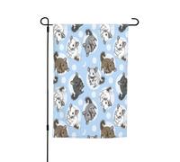 Drapeau de jardin double face 45 x 30 cm, bleu Chinchillas Moon Drapeaux de jardin pour extérieur, toutes saisons, bannière décorative d'extérieur pour porche, terrasse, pelouse, drapeaux de maison en