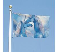 Drapeau de jardin double face 61 x 88,9 cm - Cheval bleu - Drapeau de bienvenue pour l'extérieur - Bannière de vacances avec œillets en laiton - Grand drapeau d'extérieur pour cour, jardin, pelouse
