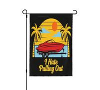 Drapeau de jardin double face 71,1 x 101,6 cm, drapeaux de bienvenue pour extérieur, Pâques, été, décorations de jardin pour toutes les saisons (bateau à moteur haine tirant)