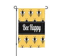 Drapeau de jardin double face 71,1 x 101,6 cm, drapeaux de bienvenue pour extérieur, Pâques, été, décorations de jardin pour toutes les saisons (Bee Happy)