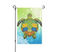 Drapeau de jardin double face 71,1 x 101,6 cm, drapeaux de bienvenue pour extérieur, Pâques, été, décorations de jardin pour toutes les saisons (tortue mandala)
