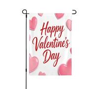 Drapeau de jardin double face 71,1 x 101,6 cm, drapeaux de bienvenue pour extérieur, Pâques, été, décorations de jardin pour toutes les saisons (cœur rouge Happy Day)