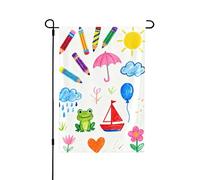 Drapeau de jardin double face 71,1 x 101,6 cm, drapeaux de bienvenue pour extérieur, Pâques, été, décorations de jardin pour toutes les saisons (dessins mignons)