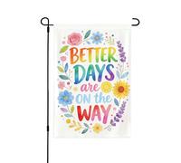 Drapeau de jardin double face 71,1 x 101,6 cm, drapeaux de bienvenue pour extérieur, Pâques, été, décorations de jardin pour toutes les saisons (Flowers Better Days)