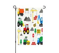 Drapeau de jardin double face 71,1 x 101,6 cm, drapeaux de bienvenue pour l'extérieur, Pâques et été, décorations de jardin pour toutes les saisons (camions d'ingénierie de prudence)