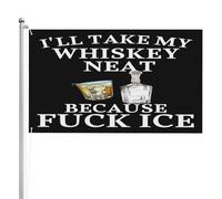 Drapeau de jardin double face 90 x 150 cm « Je prendrai mon whisky pur, parce que merde à la glace »