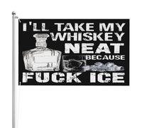 Drapeau de jardin double face 90 x 150 cm « Je prendrai mon whisky pur, parce que merde à la glace »