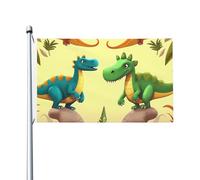 Drapeau de jardin double face 90 x 150 cm, motif dinosaures mignons, bannière de bienvenue avec œillets en laiton, idéal pour la décoration intérieure et extérieure.