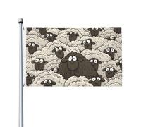 Drapeau de jardin double face 90 x 150 cm, motif moutons noirs et blancs, avec œillets en laiton, idéal pour les fêtes et la décoration intérieure et extérieure.