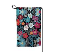 Drapeau de jardin double face à imprimé floral bleu de qualité supérieure pour décoration d'intérieur - Résistant aux intempéries et double couture - 45,7 x 31,8 cm