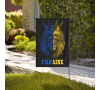 Drapeau de jardin double face à l'effigie du roi lion d'Ukraine, 71 x 102 cm (28 x 40 pouces).