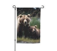 Drapeau de jardin double face « A Mother And A Cub Bears » - 30,5 x 45,7 cm - Bannière d'extérieur saisonnière pour printemps, été, pelouse, porche, décoration d'intérieur, petit drapeau de jardin