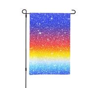 Drapeau de jardin double face à paillettes arc-en-ciel ombré, idéal pour l'extérieur ou le jardin, décoration de patio, 45,7 x 30,5 cm