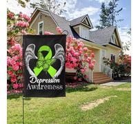Drapeau de jardin double face « Angel Wings » pour la sensibilisation à la dépression, 28 x 40 pouces, décoration extérieure
