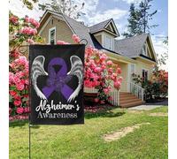 Drapeau de jardin double face « Angel Wings » pour la sensibilisation à la maladie d'Alzheimer, 28 x 40 pouces, décoration extérieure