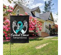 Drapeau de jardin double face « Angel Wings » pour la sensibilisation au cancer du col de l'utérus, 28 x 40 pouces, décoration extérieure