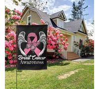Drapeau de jardin double face « Angel Wings » pour la sensibilisation au cancer du sein, 28 x 40 pouces, décoration extérieure