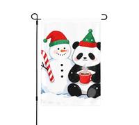 Drapeau de jardin double face avec bonhomme de neige et panda, 30,5 x 45,7 cm, drapeaux d'extérieur avec motifs saisonniers, pendaison de crémaillère, décoration de vacances