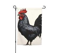 Drapeau de jardin double face avec coq noir - 30,5 x 45,7 cm - Bannière extérieure saisonnière pour printemps, été, pelouse, porche, décoration d'intérieur, petit drapeau de jardin