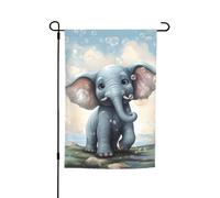 Drapeau de jardin double face avec éléphant mignon - 30,5 x 45,7 cm - Bannière extérieure saisonnière pour printemps, été, pelouse, porche, décoration d'intérieur, petit drapeau de jardin