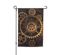 Drapeau de jardin double face avec engrenages en bronze - Petits drapeaux de jardin pour l'extérieur - 30,5 x 45,7 cm - Drapeau décoratif extérieur vertical pour toutes les saisons
