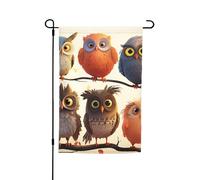 Drapeau de jardin double face avec hiboux et oiseaux - 30,5 x 45,7 cm - Bannière extérieure saisonnière pour printemps, été, pelouse, porche, décoration d'intérieur, petit drapeau de jardin