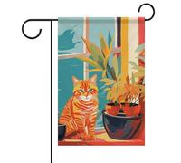 Drapeau de jardin double face avec illustration de chat - Ne se décolore pas - 30,5 x 45,7 cm - Petit drapeau de cour décoratif pour extérieur, terrasse, pelouse, porche, décoration de ferme