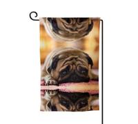Drapeau de jardin double face avec imprimé carlin pleuré, drapeaux de jardin pour décoration d'intérieur - Résistant aux intempéries et double couture - 45,7 x 31,8 cm