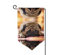 Drapeau de jardin double face avec imprimé carlin pleuré, drapeaux de jardin pour décoration d'intérieur - Résistant aux intempéries et double couture - 45,7 x 31,8 cm