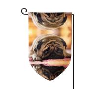 Drapeau de jardin double face avec imprimé carlin pleuré, drapeaux de jardin pour décoration d'intérieur - Résistant aux intempéries et double couture - 45,7 x 31,8 cm