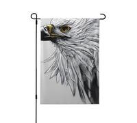Drapeau de jardin double face avec imprimé croquis d'aigle - Bannière de vacances résistante à la décoloration, pour décoration de cour, panneau de bienvenue 71,1 x 101,6 cm
