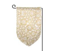 Drapeau de jardin double face avec imprimé de nombreuses fleurs dorées pour décoration d'intérieur - Résistant aux intempéries et double couture - 45,7 x 31,8 cm